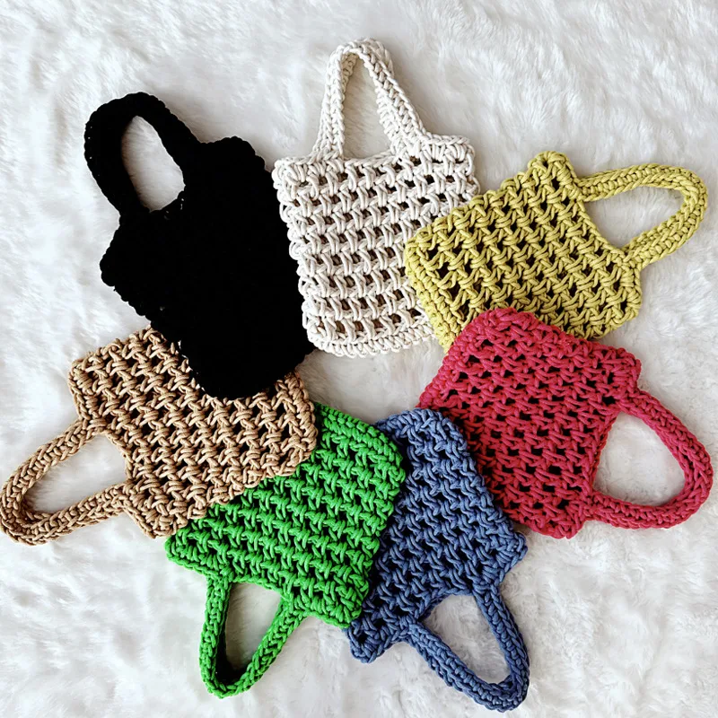 Unisex Cotton Grid Streetwear Open Square Bag