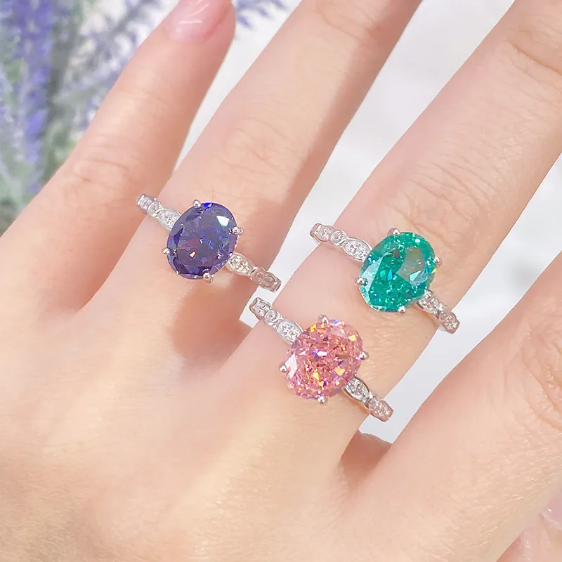 925 Sterling Silver Zircon Oval Rings