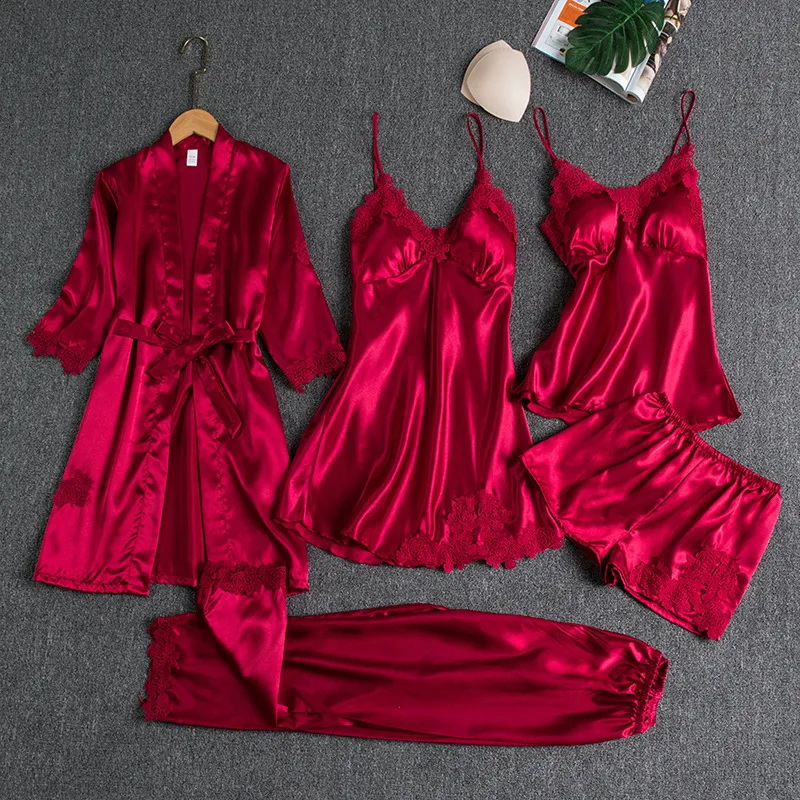 Home Daily Women's Luxurious Solid Color Imitated Silk Polyester Shorts Sets Pajama Sets