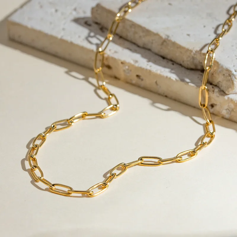 304 Stainless Steel 18K Gold Plated IG Style Solid Color Necklace