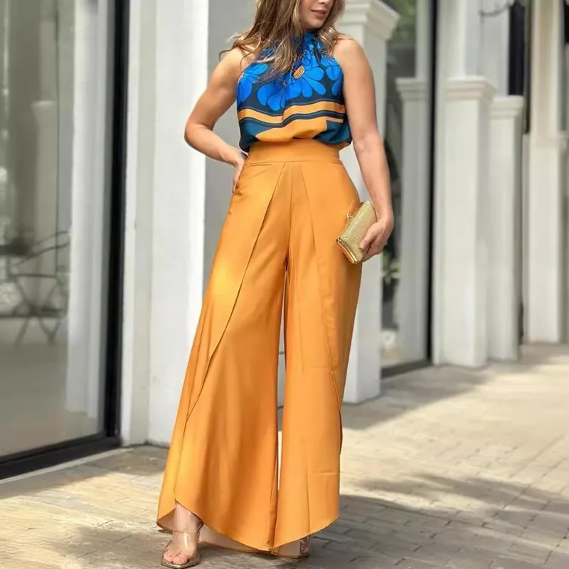 Holiday Beach Women's Vacation Flower Linen Polyester Printing Pants Sets Pants Sets