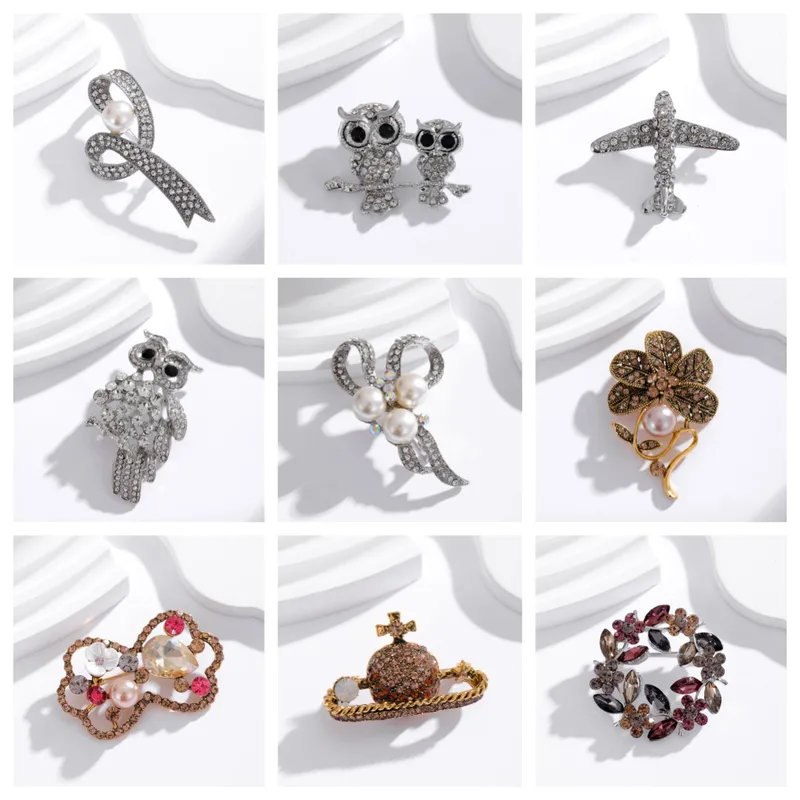 Simple Style Classic Style Animal Wreath Airplane Alloy Inlay Rhinestones Women's Brooches