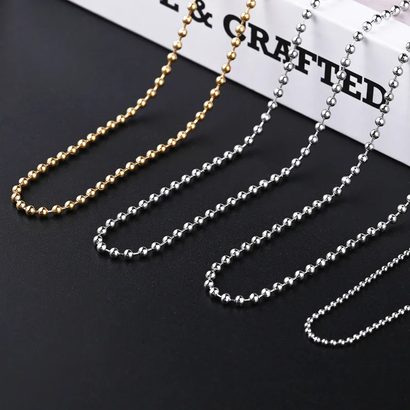 10 Strands/Package 450mm 600mm 304 Stainless Steel Gold Plated Ball Solid Color Polished Semi-Finished Necklace Chain