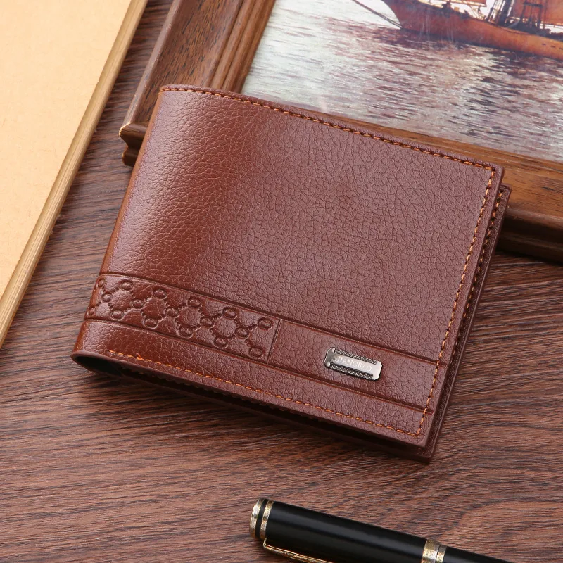 Men's Solid Color PVC Open Small Wallets