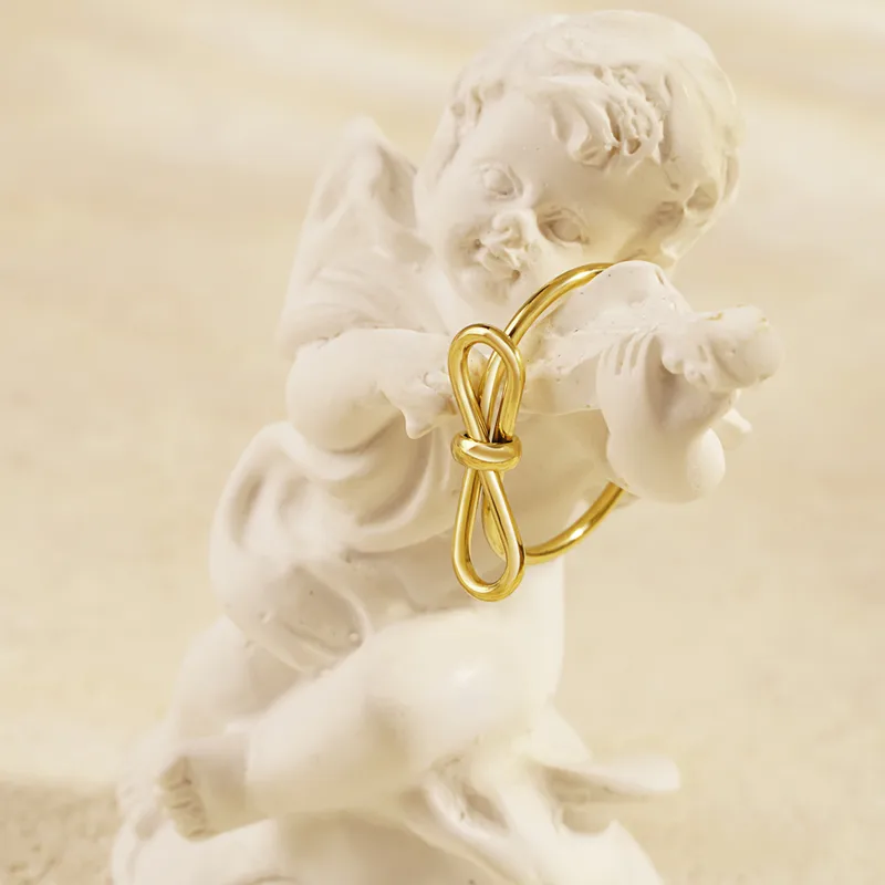 Wholesale Jewelry Simple Style Bow Knot 304 Stainless Steel No Inlaid 18K Gold Plated Gold Plated