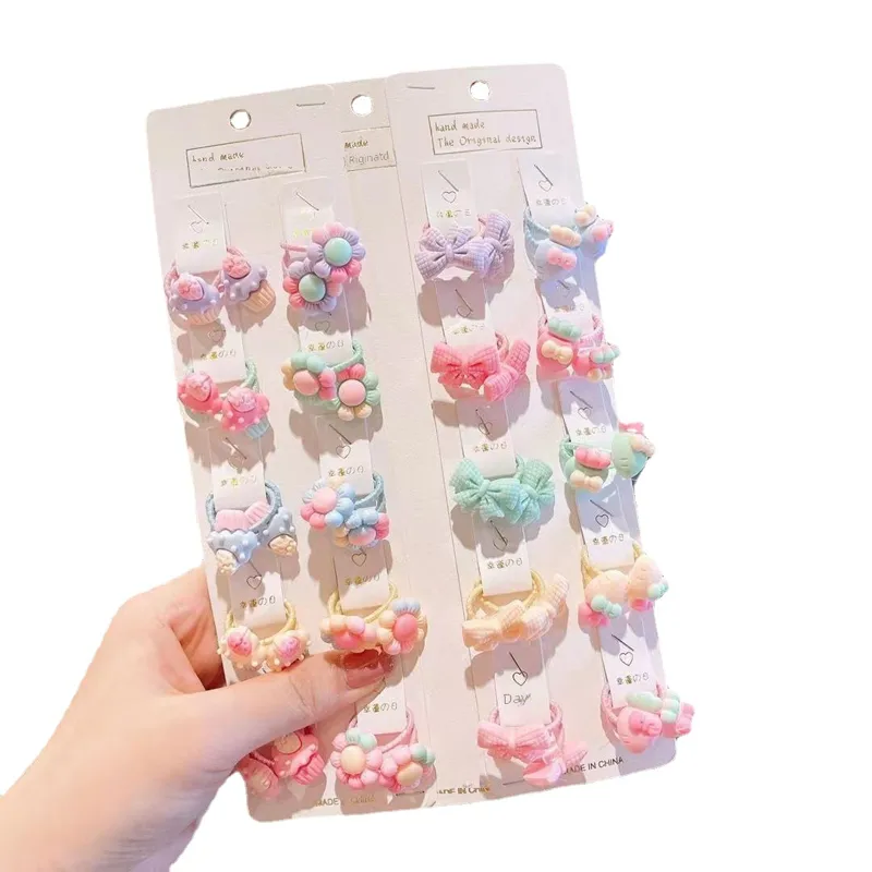 Korean Little Girl Hair Accessories Girl's Cute Candy Animal Does Not Harm Hair Tie Hair Elastic Hair Rope Hair Ring Set