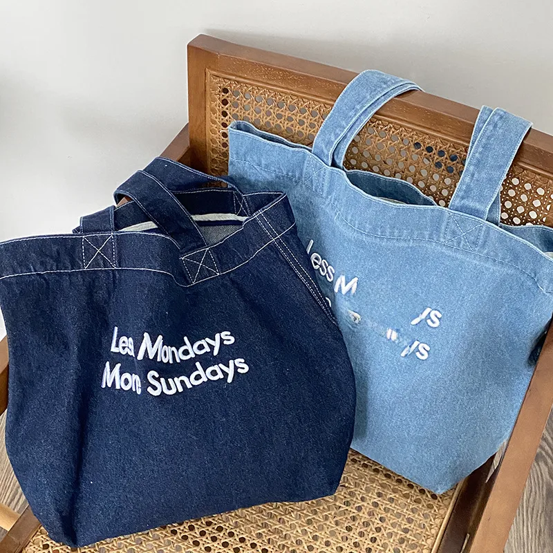 Yeyu/ New Autumn And Winter Retro Denim Shoulder Bag Large Capacity Tote Bag Student Schoolbag Denim