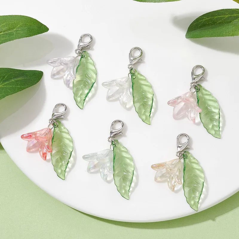 Vacation Sweet Pastoral Leaf Flower Arylic Bag Pendant