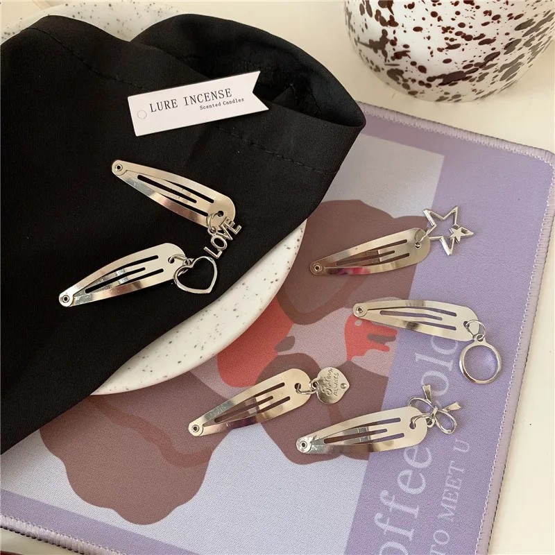 Women's Basic Simple Style Commute Letter Star Bow Knot Metal Hair Clip