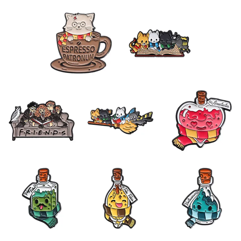 Cartoon Style Cute Animal Cat Magic Medicine Bottle Alloy Stamping Stoving Varnish Plating Unisex Brooches