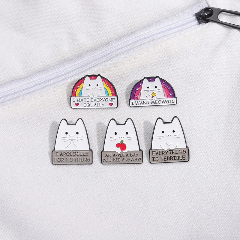 Cute Letter Cat Alloy Stoving Varnish Unisex Brooches