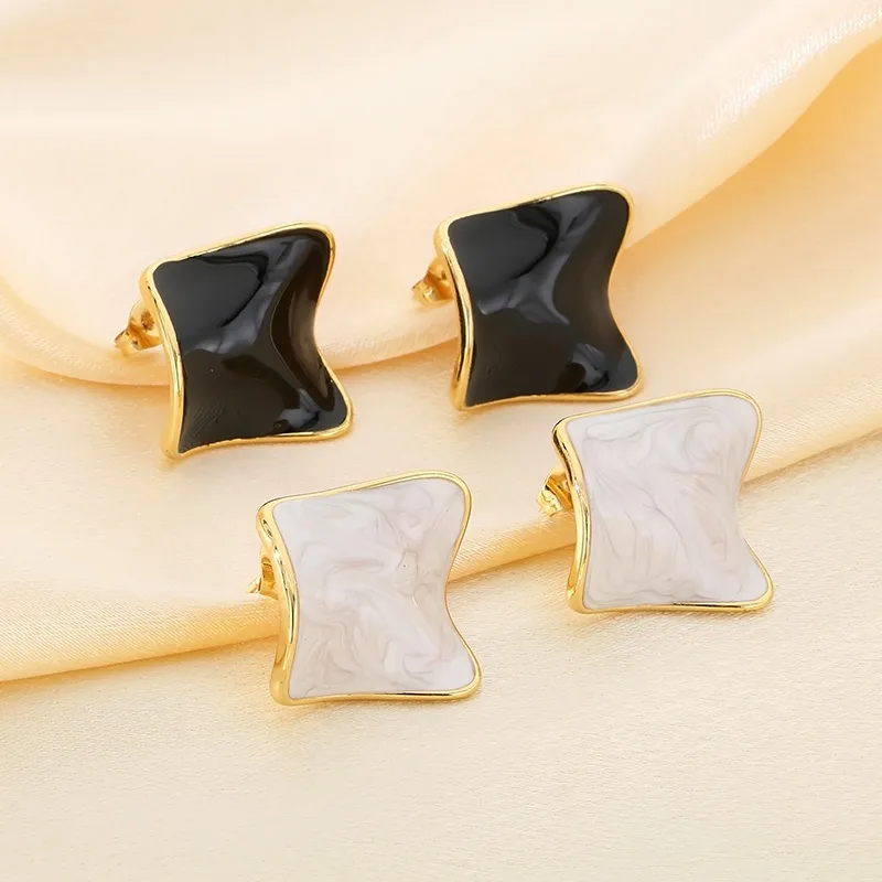 1 Pair Simple Style Square 304 Stainless Steel 18K Gold Plated Ear Studs