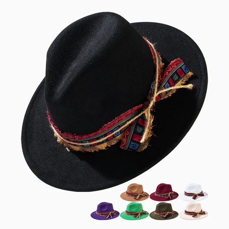 Unisex Casual Elegant Solid Color Flat Eaves Fedora Hat