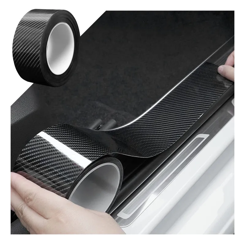 5D Carbon Fiber Pattern Automobile Door Strip Car Door Bumper Strip Anti-Stepping Sticker Protection Bar Sticker Modification Welcome Pedal