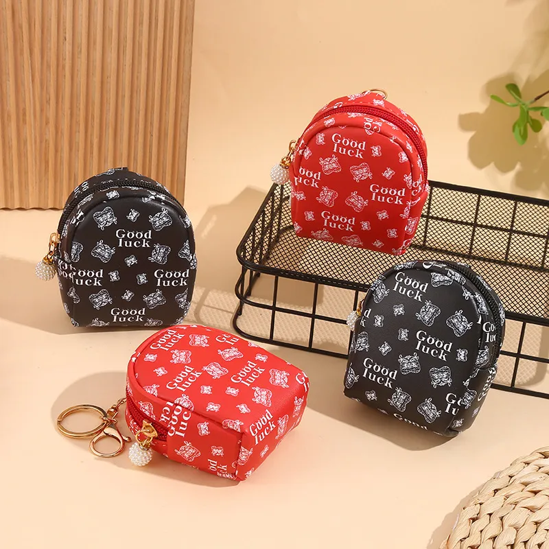 Unisex Letter Little Bear Pu Leather Alloy Zipper Coin Purses