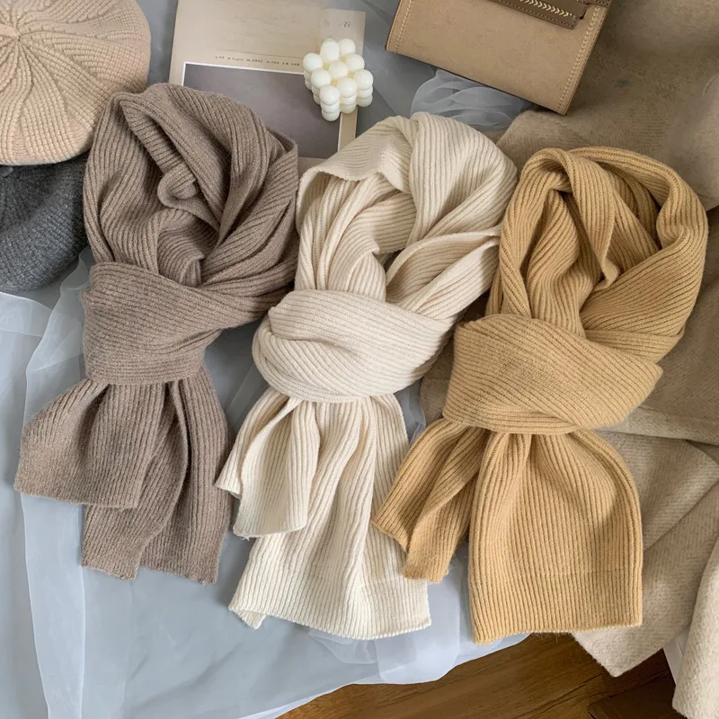 Korean-style  New Scarf Women's Winter  Soft Warm Knitted Thickened Instagram Style Fashionable Scarf For Students
