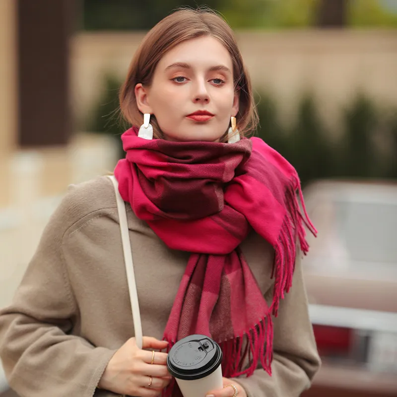 Deqing Siyue  Scarf New Autumn And Winter Thickened Warm Cashmere Scarf Plaid Printed Autumn And Winter Scarf For Women