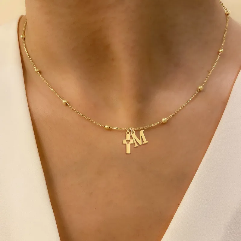 Elegant Simple Style Classic Style Cross Letter Heart Shape 201 Stainless Steel 304 Stainless Steel Women's Pendant Necklace