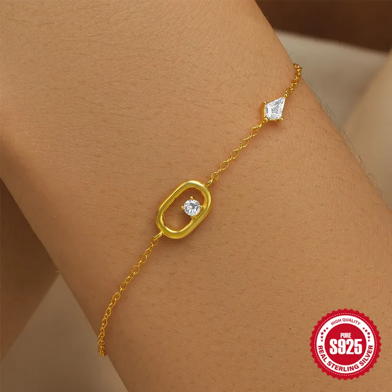 925 Sterling Silver Bracelets Elegant Simple Style Streetwear
