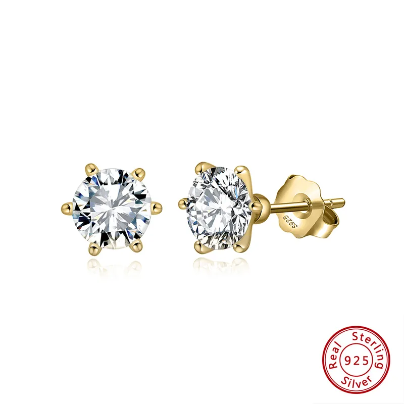 1 Pair White Gold Plated Silver Plated Sterling Silver Zircon Geometric Ear Studs