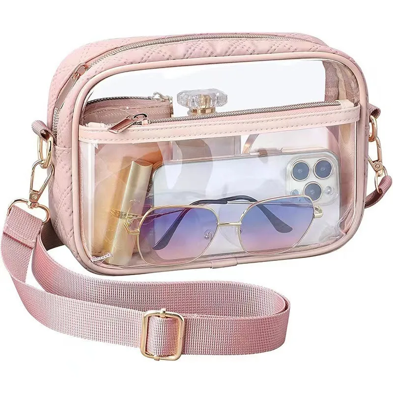 Women's PVC Polyester Solid Color Basic Square Zipper Crossbody Bag Messenger Bag