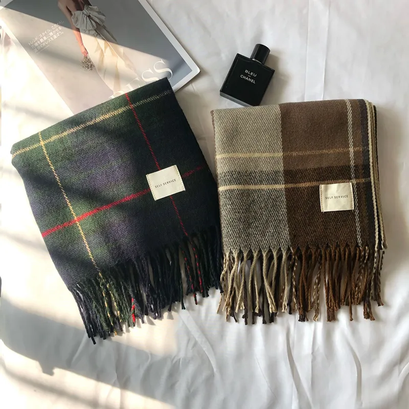 Women's Elegant Plaid Imitation Cashmere Tassel Scarf