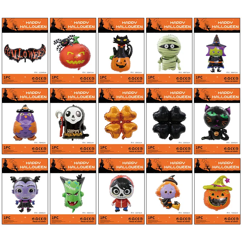 Halloween Decorations Pumpkin Spider Back Card Single Aluminum Foil Balloon Ghost Festival Skull Funny Bar Balloon