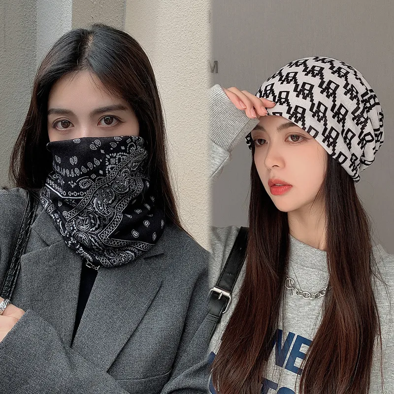 Cold-proof And Warm-keeping Neck Autumn And Winter Double-layer Large Cashmere Neck Set Twist Hat Multi-functional Pullover For Men And Women