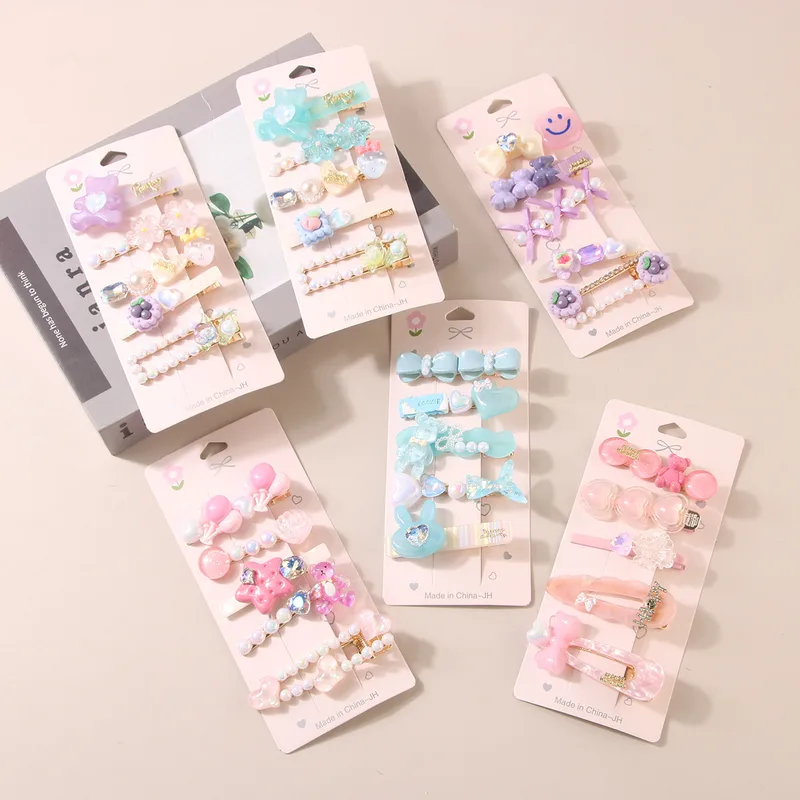 South Korea Hair Accessories Spring/Summer 5-Piece Hair Clip Cute Hairpin Duckbill Clip Hairpin Ins Side Clip Hot Sale Accessories