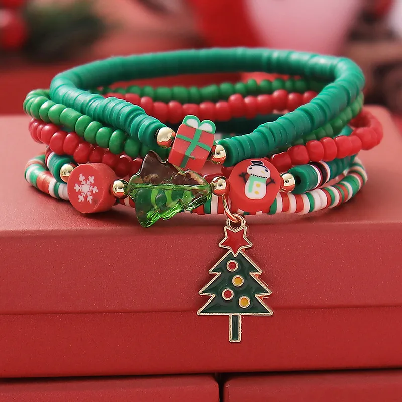 Sweet Christmas Tree Synthetic Resin Alloy Soft Clay Wholesale Bracelets