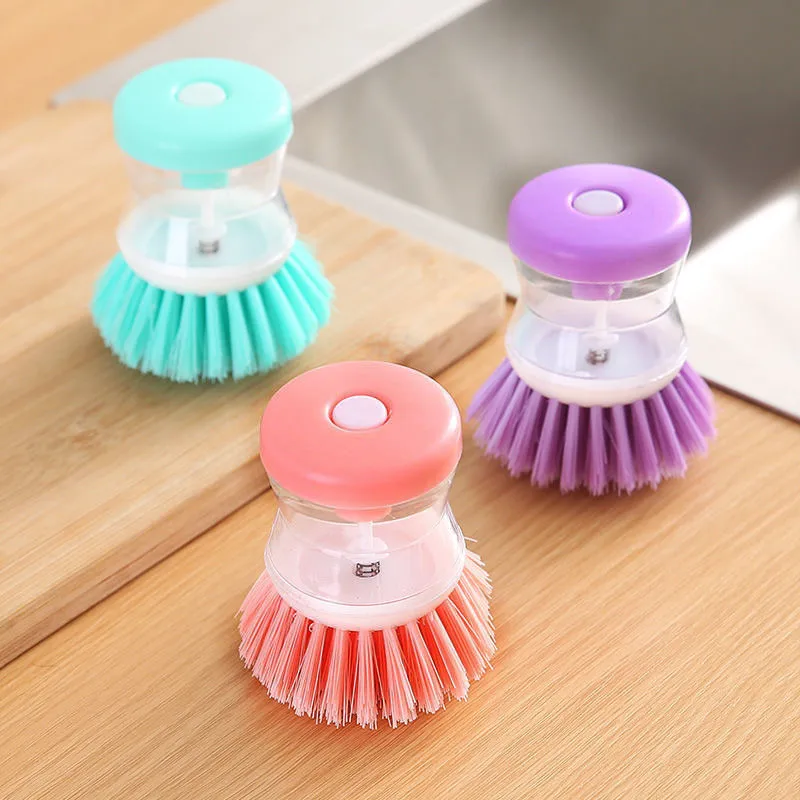 Liquid-adding Washing Pot Brush Press-type Automatic Liquid-adding Dish Brush Oil-free Non-hurt Pot Multi-functional Decontamination Cleaning Brush