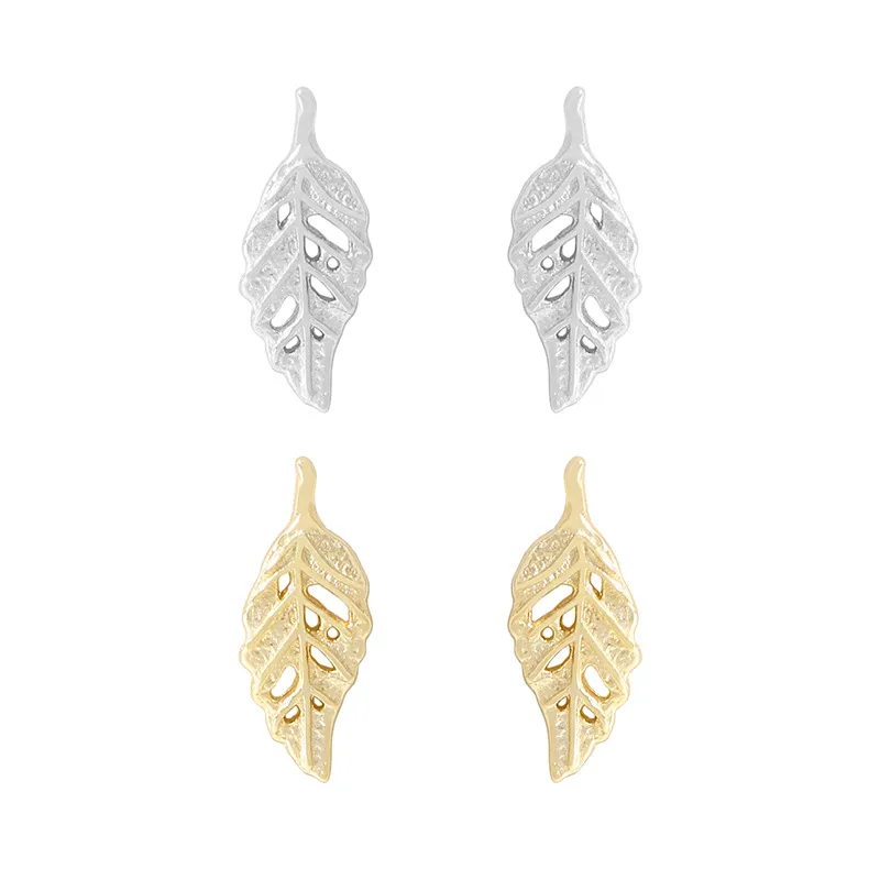 1 Pair Sterling Silver Leaf Ear Studs