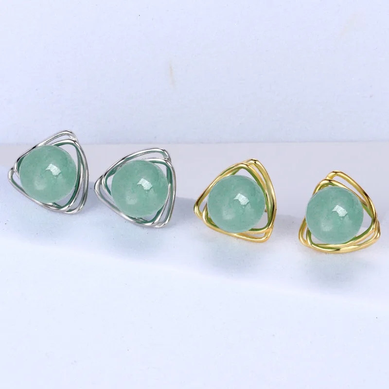 1 Pair Sterling Silver  Geometric Ear Studs