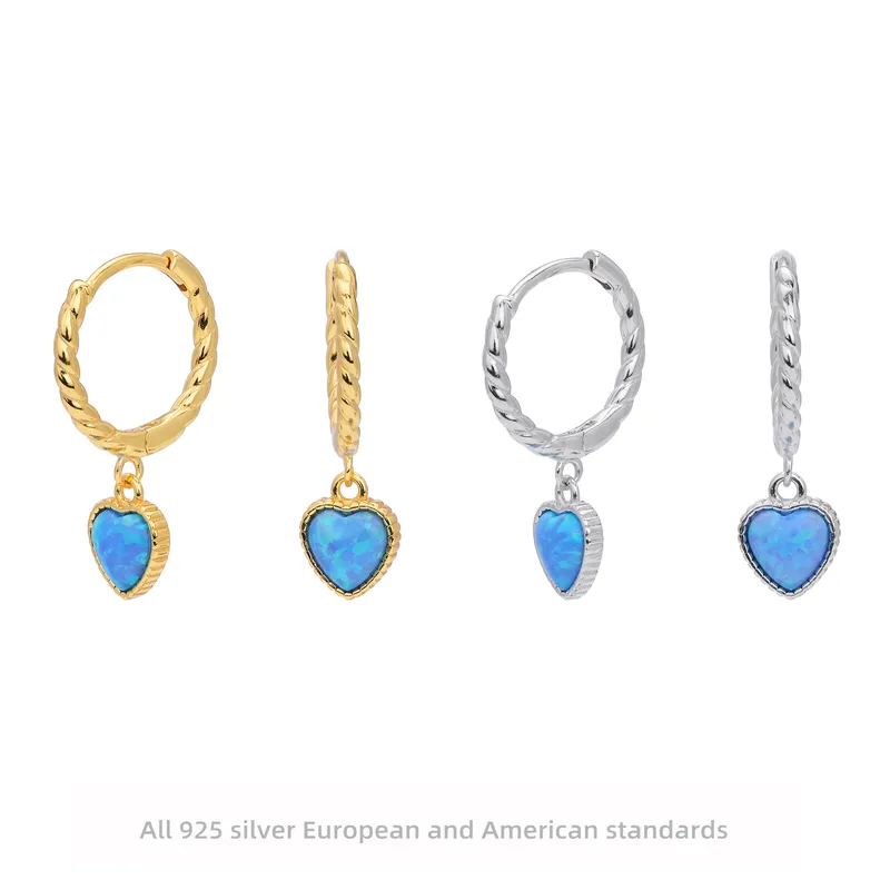 1 Pair 18K Gold Plated White Gold Plated Rhodium Plated 925 Sterling Silver Zircon Heart Shape Drop Earrings