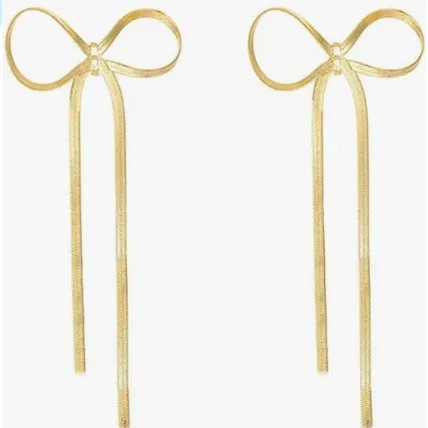 Women's Bow Earrings  Lightweight Anti-allergy Simple Butterfly Fashion Elegant Women's Long Tassel Chain Earrings