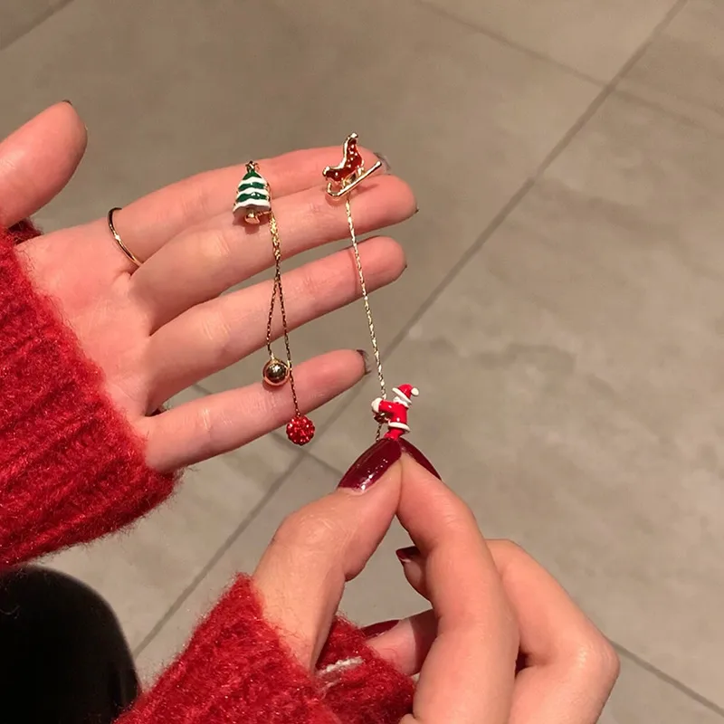 S925 Silver Needle Christmas Happiness ~ Earrings  New Fashion  Women Earrings Women  Wind Earrings Women