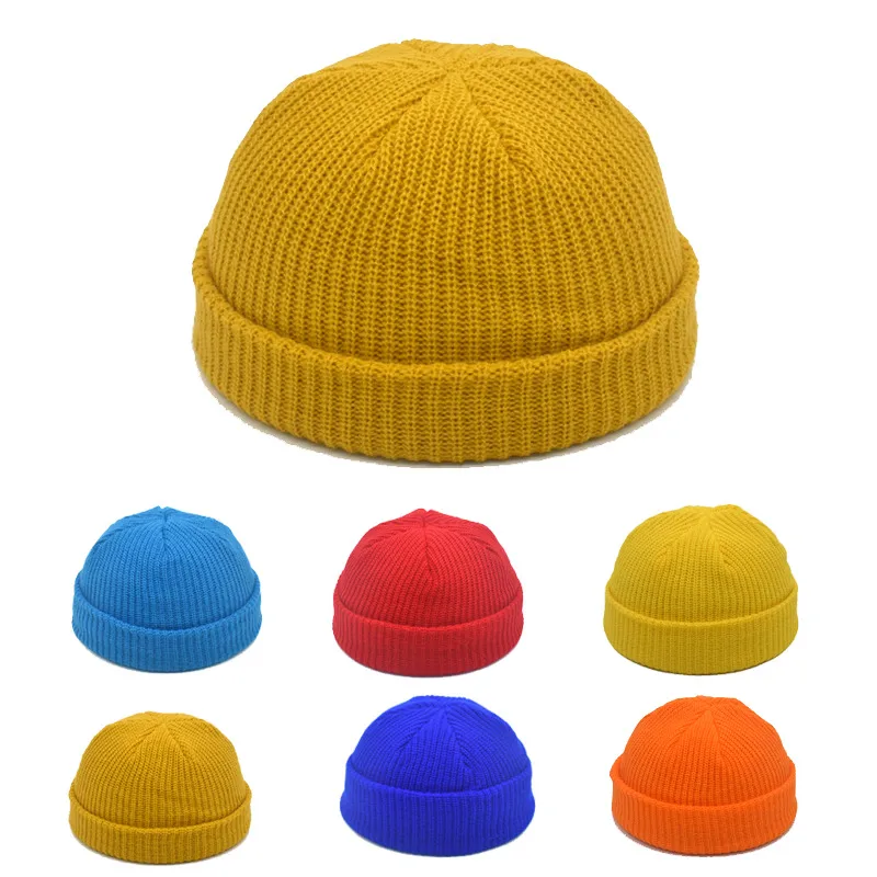 Autumn And Winter Knitted Hat Fashion Brand Solid Color Cold Hat Korean Style Melon Leather Hat Knitted Wool Floor Hat