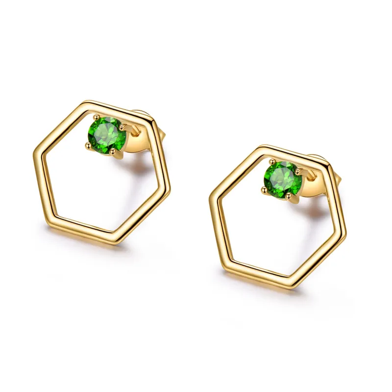18K Gold Plated 925 Sterling Silver 925 Sterling Sliver Silver Amethyst Hexagon EARRINGS Hoop Earrings