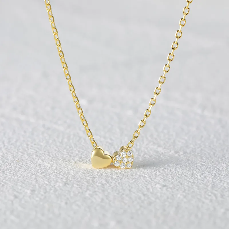 925 Sterling Silver Long-Lasting Plated Zircon Inlay Heart Shape Pendant Necklace