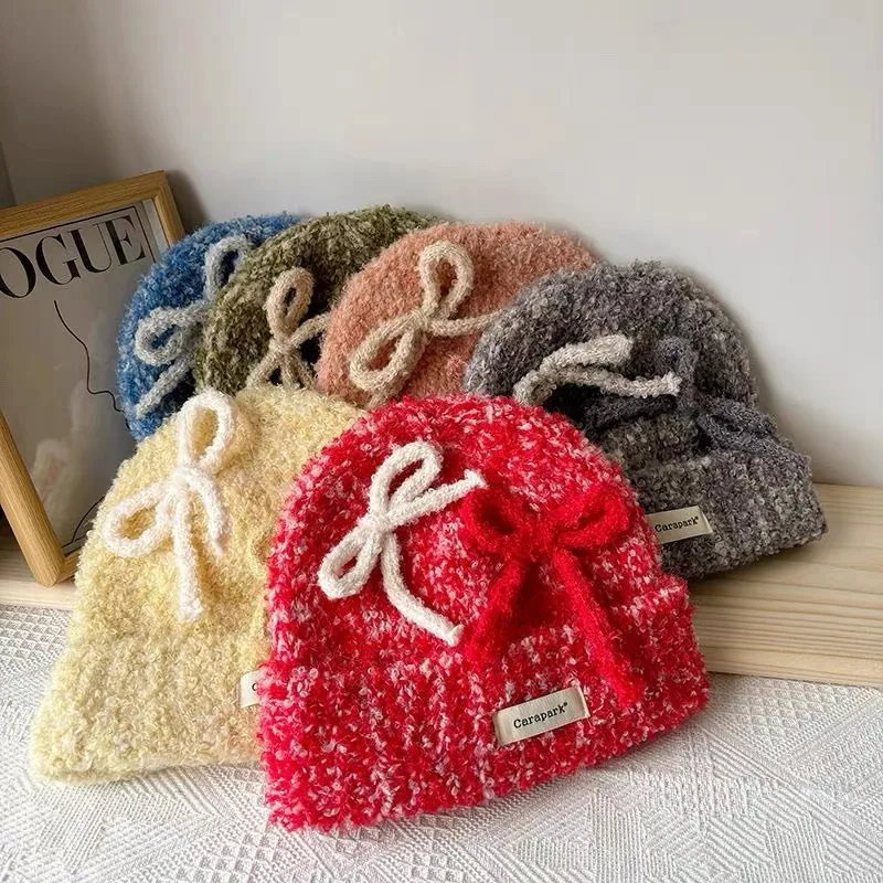 Women's Cute Sweet Bow Knot Eaveless Wool Cap