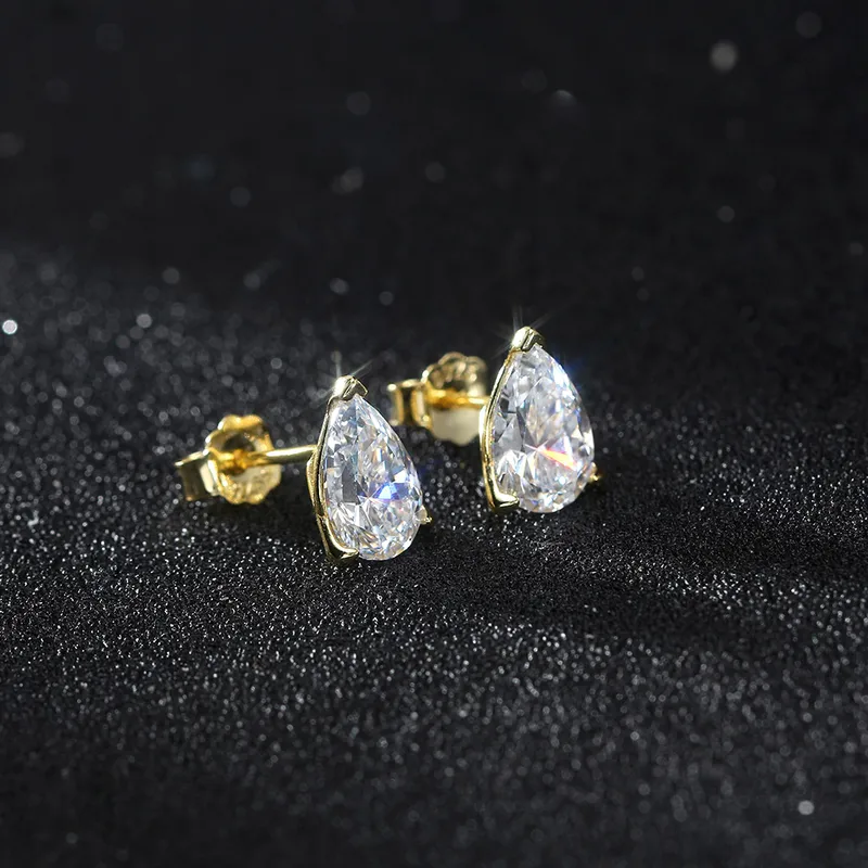 White Gold Plated Silver Plated 925 Sterling Silver Silver ZIRCON Water Droplets EARRINGS Stud Earrings