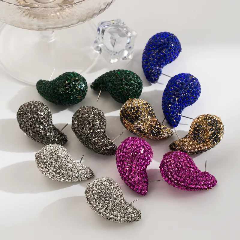 1 Pair Modern Style Water Droplets Plating Alloy Rhinestones Ear Studs