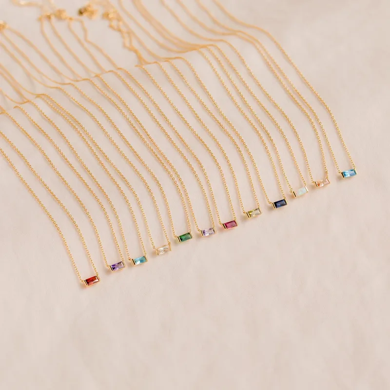 Vintage Style Simple Style Rectangle 304 Stainless Steel Inlay Birthstone 18K Gold Plated Women's Bracelets Necklace