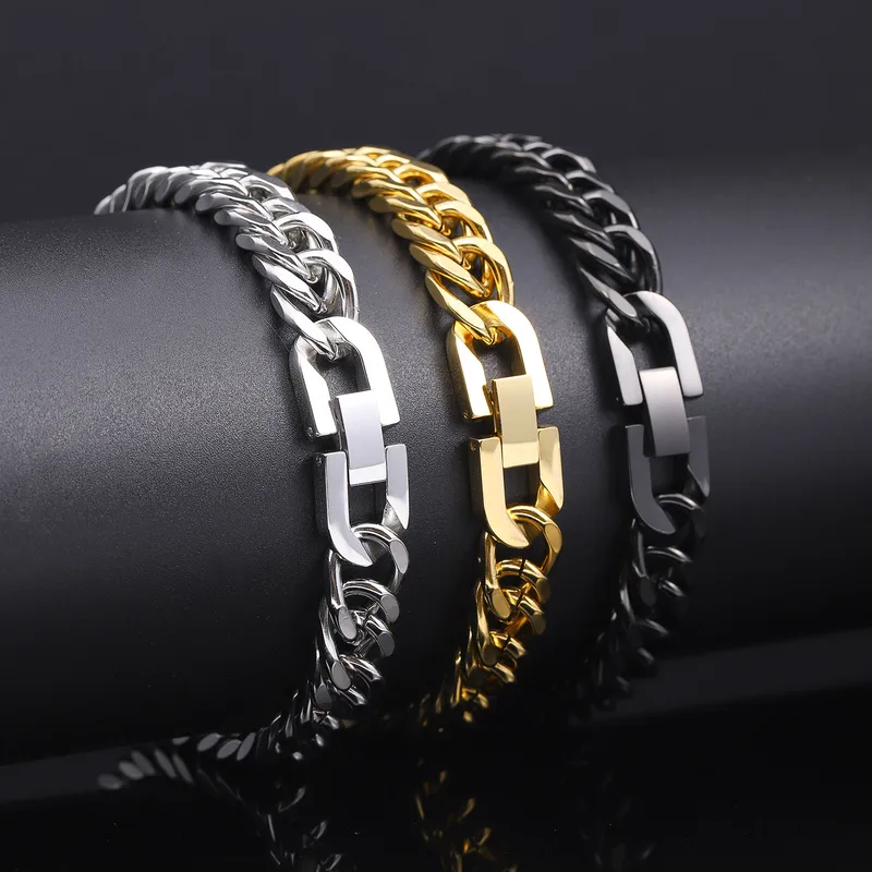 Hip-Hop Simple Style Solid Color Titanium Steel Plating Unisex Bracelets