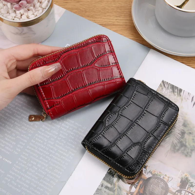 Card Bag Women's Mini Korean-style Crocodile Pattern Multi-functional Anti-degaussing Multi-card Driver's License Retro Bank Card Bag