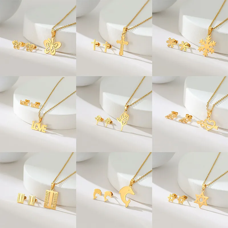 Simple Style Classic Style Map Infinity Life Tree 201 Stainless Steel Plating Women's Earrings Necklace Jewelry Set