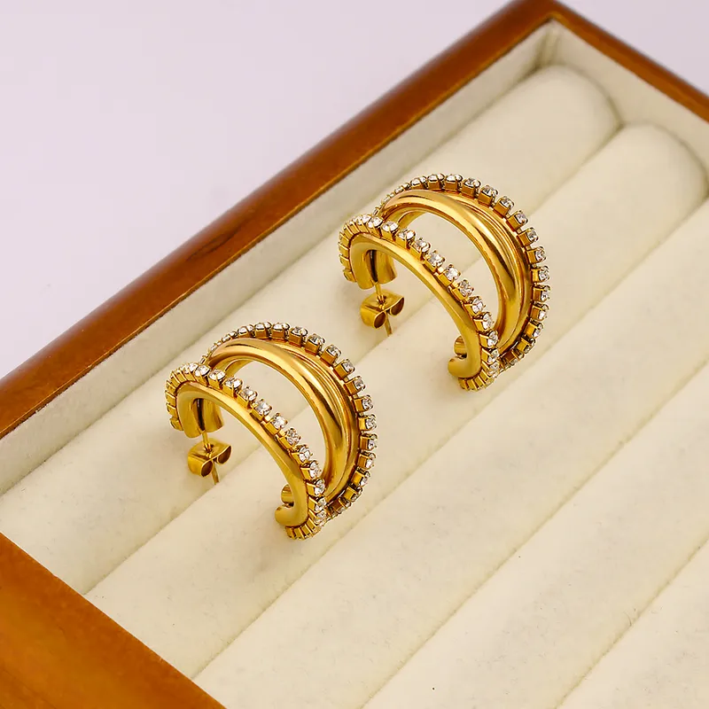 1 Pair Retro Classic Style C Shape 304 Stainless Steel 316 Stainless Steel  18K Gold Plated Ear Studs
