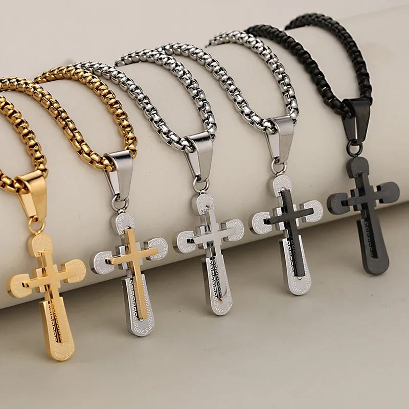 Retro Punk Cross 304 Stainless Steel Mixed Metal Jewelry Accessories