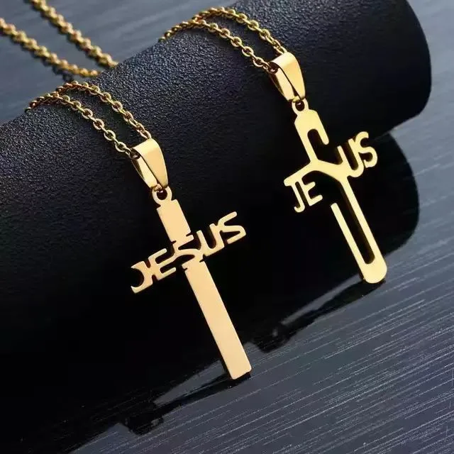 Retro Cross Letter 304 Stainless Steel Plating Unisex Pendant Necklace