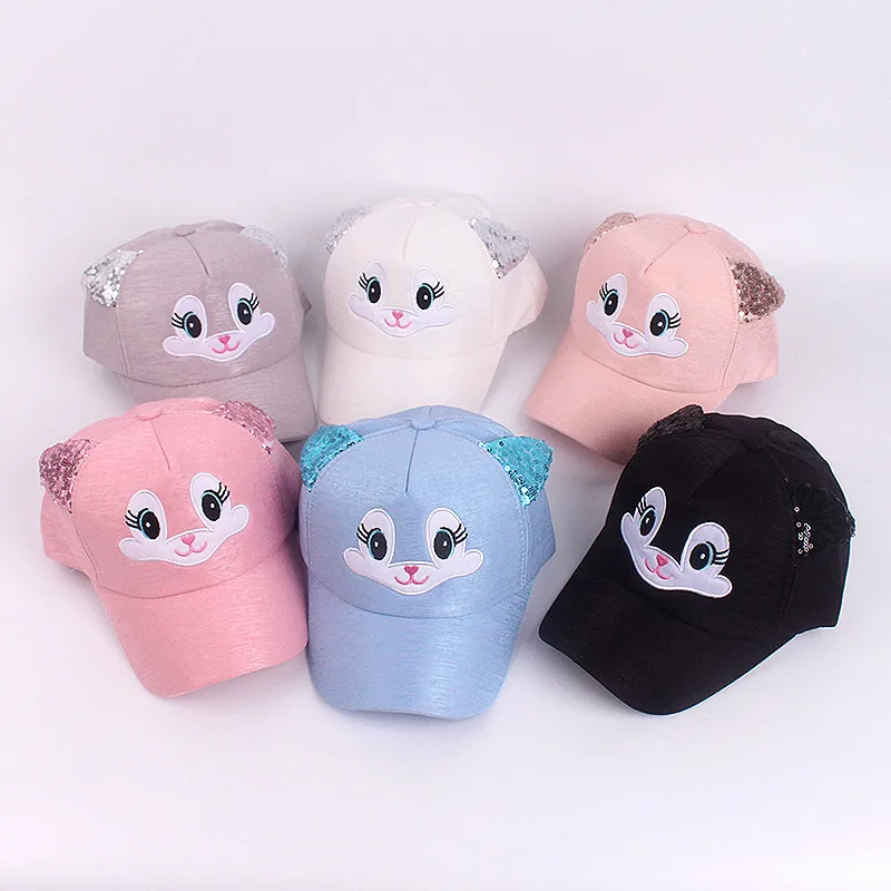 Girl'S Cute Cat Sequins Baseball Cap